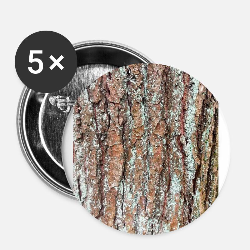 Tree, wood, bark, bark, pattern - Buttons small 1''/25 mm (5-pack) - white
