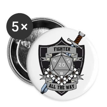 Fighter All The Way Version 2 Grey - Buttons small 1''/25 mm (5-pack) - white - Front