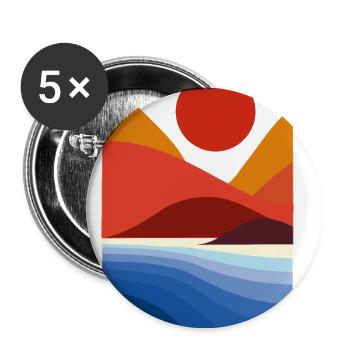 Strand und Berge - Buttons klein 25 mm (5er Pack) - Weiß - Vorne