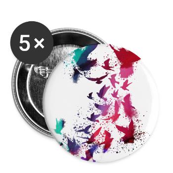 tauben,taube,vögel,vogelschwarm,bunt,graffiti, - Buttons klein 25 mm (5er Pack) - Weiß - Vorne