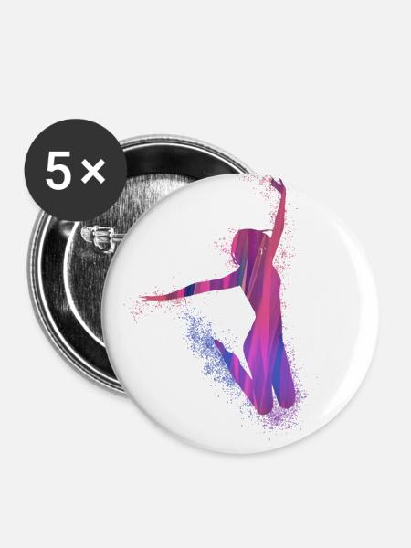 sprung,tanz,tänzerin,graffiti,pink,rosa - Buttons klein 25 mm (5er Pack) - Weiß