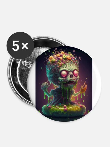 Zombie Frozen - Buttons klein 25 mm (5er Pack) - Weiß