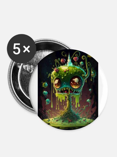 Zombie Frozen - Buttons klein 25 mm (5er Pack) - Weiß
