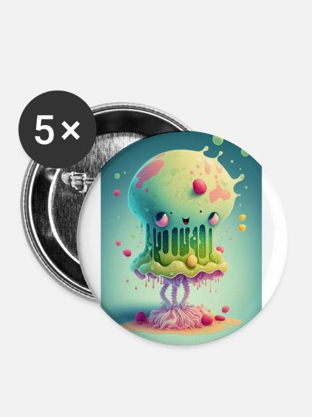 Zombie Frozen - Buttons klein 25 mm (5er Pack) - Weiß