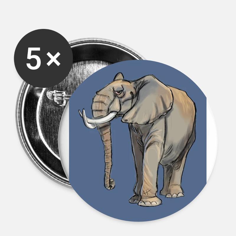 elephant - Buttons small 1''/25 mm (5-pack) - white
