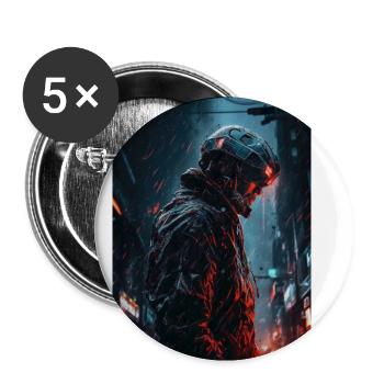 Neon Cyber Future Warrior #4 - Buttons klein 25 mm (5er Pack) - Weiß - Vorne