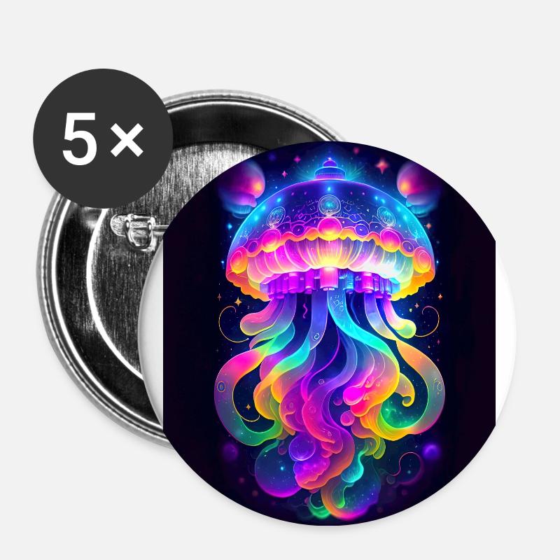 Neon jellyfish - Buttons small 1''/25 mm (5-pack) - white
