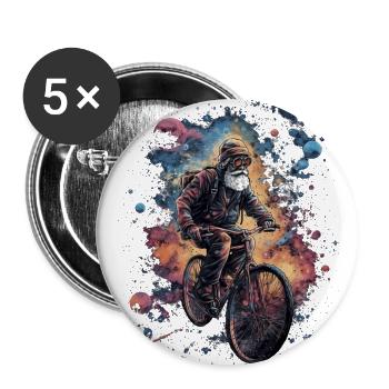 Bonne journée à vélo - Old Man Trippy Motiv - Lot de 5 petits badges (25 mm) - blanc - Devant