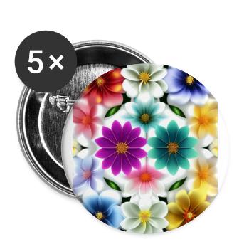 Blumen 24 - Buttons klein 25 mm (5er Pack) - Weiß - Vorne