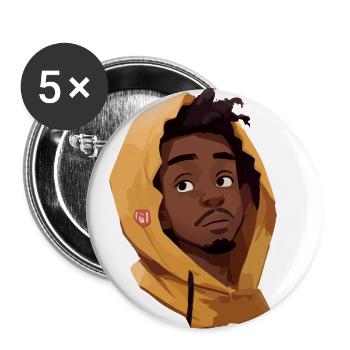 Schwarzer Mann im gelben Kapuzenpullover - Buttons klein 25 mm (5er Pack) - Weiß - Vorne