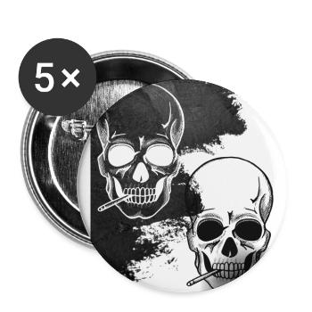 Smoking Skeletton - Buttons klein 25 mm (5er Pack) - Weiß - Vorne