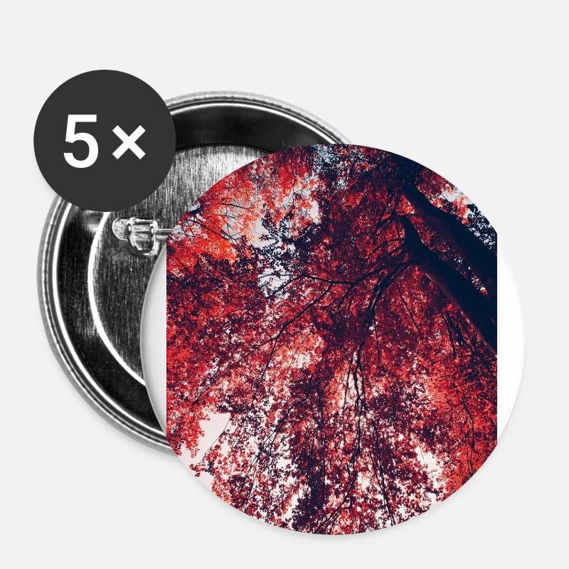 Herbst Herbstbaum Buche Rot Bunte Blätter Wald - Buttons klein 25 mm (5er Pack) - Weiß