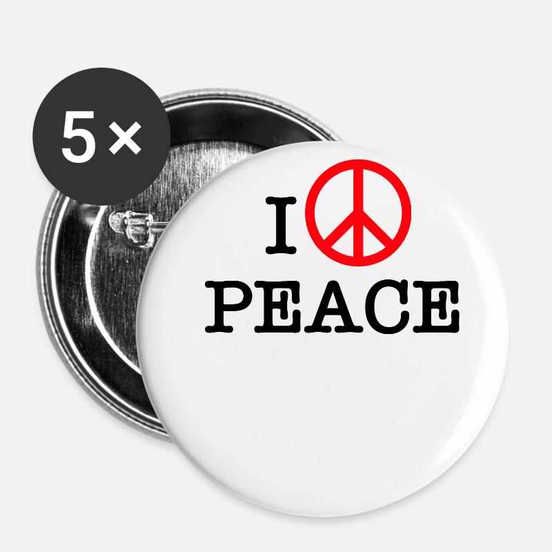 I love peace - Lot de 5 petits badges (25 mm) - blanc