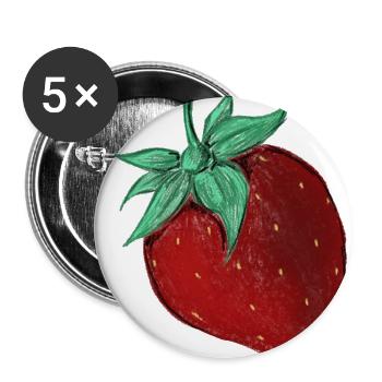 Fraise - Lot de 5 petits badges (25 mm) - blanc - Devant