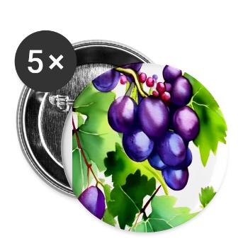 Raisins sur une vigne - Lot de 5 petits badges (25 mm) - blanc - Devant