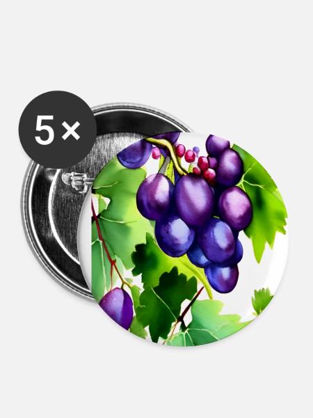 Trauben an einem Weinstock - Buttons klein 25 mm (5er Pack) - Weiß