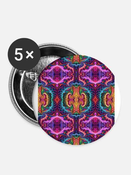 Buntes fraktales Muster - Buttons klein 25 mm (5er Pack) - Weiß