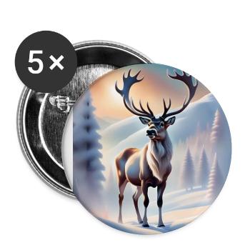 Renne d’hiver - Lot de 5 petits badges (25 mm) - blanc - Devant