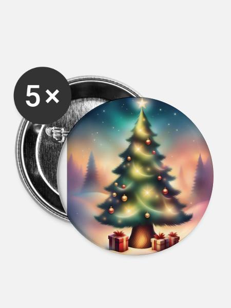 Weihnachtsbaum draußen - Buttons klein 25 mm (5er Pack) - Weiß