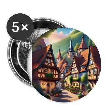 Old town in Switzerland - Buttons small 1''/25 mm (5-pack) - white - Front