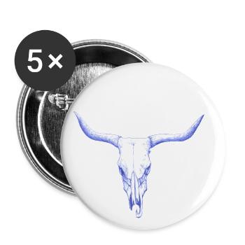 Bison Schaedel - Wild West Cowboy Rodeo Feeling - Buttons small 1''/25 mm (5-pack) - white - Front