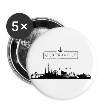 Skyline de la ville hanséatique de Hambourg | Bloqué | HH - Lot de 5 petits badges (25 mm) - blanc - Devant