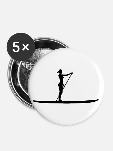 Stand Up Paddling - Buttons klein 25 mm (5er Pack) - Weiß