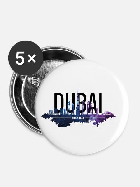 DUBAI SKYLINE - Buttons klein 25 mm (5er Pack) - Weiß