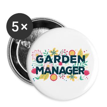 Garden Manager pour le patron dans le jardin un cadeau - Lot de 5 petits badges (25 mm) - blanc - Devant