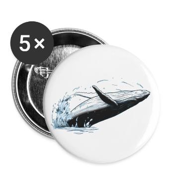 Buckelwal Springt aus dem Wasser - Buttons klein 25 mm (5er Pack) - Weiß - Vorne