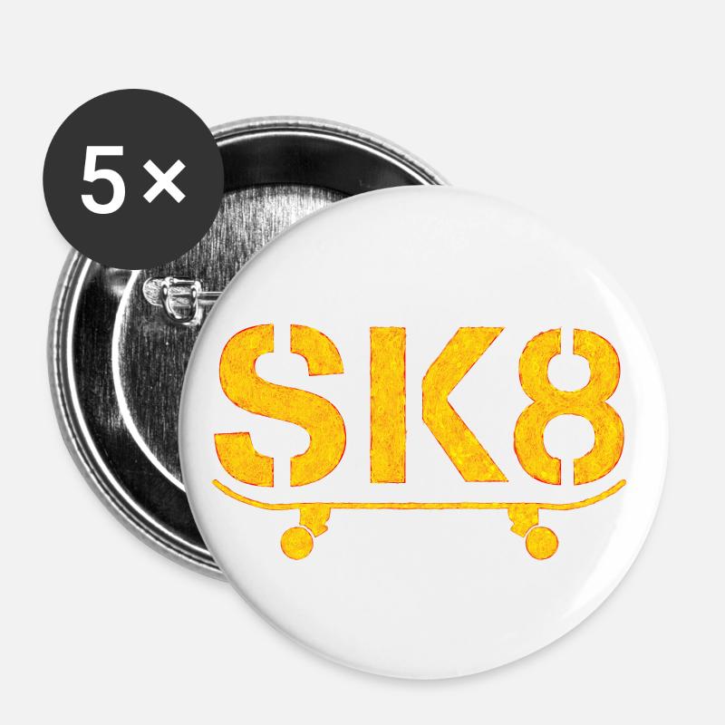 Skateboarden - Buttons klein 25 mm (5er Pack) - Weiß
