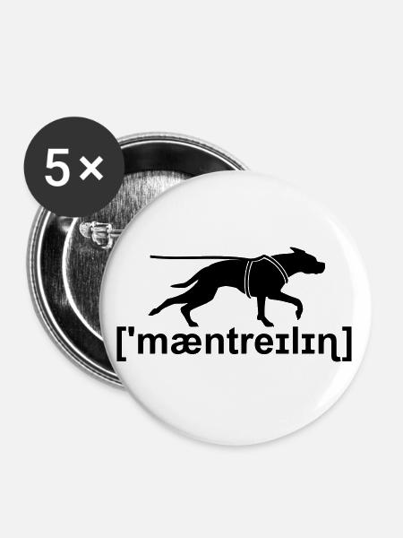 Mantrailing Lautschrift - Buttons klein 25 mm (5er Pack) - Weiß