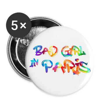 Bad Girl in Paris - Buttons small 1''/25 mm (5-pack) - white - Front