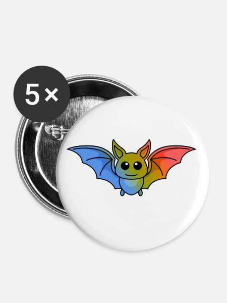 Fledermaus Comic Tier - Buttons klein 25 mm (5er Pack) - Weiß
