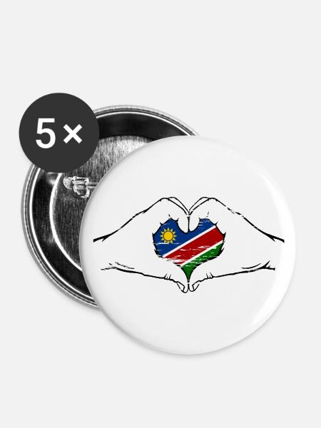 Namibia Flagge Herzform used - Buttons klein 25 mm (5er Pack) - Weiß
