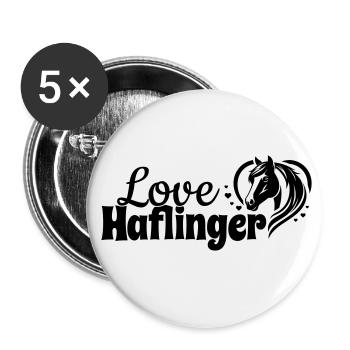 Haflinger amour coeur tête de cheval - Lot de 5 petits badges (25 mm) - blanc - Devant