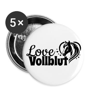 Tête de cheval pur-sang Love Heart - Lot de 5 petits badges (25 mm) - blanc - Devant