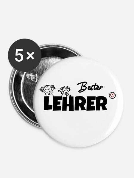 Bester Lehrer - Buttons klein 25 mm (5er Pack) - Weiß
