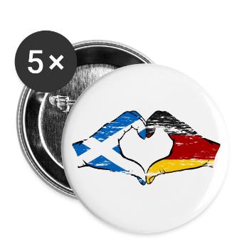Ecosse Allemagne Drapeau Aiguilles Coeur Forme D’occasion - Lot de 5 petits badges (25 mm) - blanc - Devant