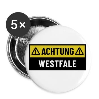 Achtung Westfale - Regionaler Spruch - Buttons klein 25 mm (5er Pack) - Weiß - Vorne
