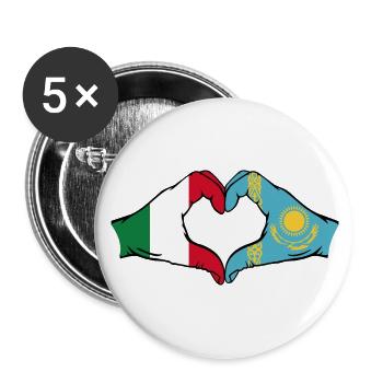 Italie Kazakhstan Drapeau Mains Coeur Forme - Lot de 5 petits badges (25 mm) - blanc - Devant