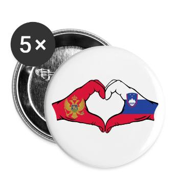 Montenegro Slowenien Flagge Hände Herzform - Buttons klein 25 mm (5er Pack) - Weiß - Vorne