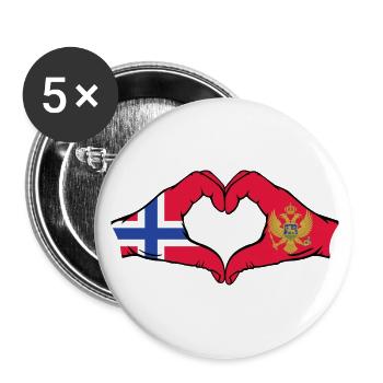 Norway Montenegro Flag Hands Heart Shape - Buttons small 1''/25 mm (5-pack) - white - Front