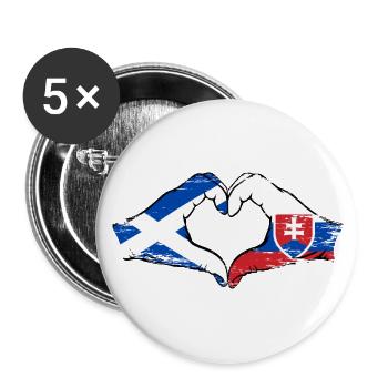 Schottland Slowakei Hände Herzform used - Buttons klein 25 mm (5er Pack) - Weiß - Vorne