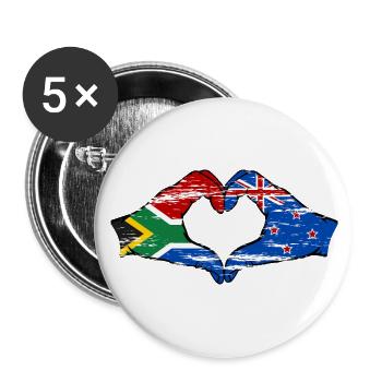 South Africa New Zealand flag hands heart shape used - Buttons small 1''/25 mm (5-pack) - white - Front