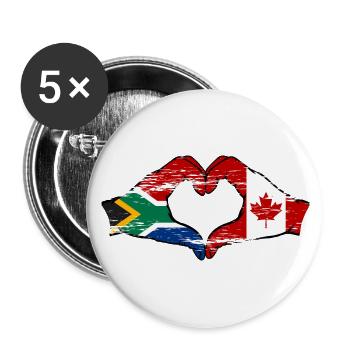 South Africa Canada Flag Hands Heart Shape Used - Buttons small 1''/25 mm (5-pack) - white - Front