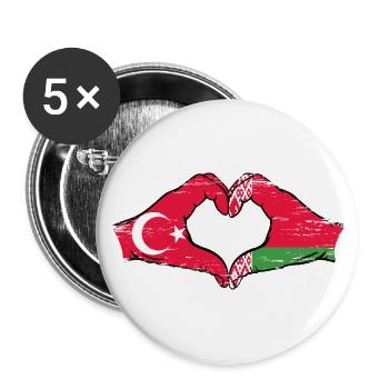 Türkei Belarus Flagge Hände Herzform used - Buttons klein 25 mm (5er Pack) - Weiß - Vorne