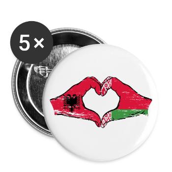 Albanien Belarus Flagge Hände Herzform used - Buttons klein 25 mm (5er Pack) - Weiß - Vorne