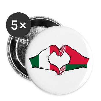 Italien Belarus Flagge Hände Herzform - Buttons klein 25 mm (5er Pack) - Weiß - Vorne