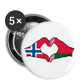 Norwegen Belarus Flagge Hände Herzform - Buttons klein 25 mm (5er Pack) - Weiß - Vorne